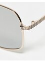 South Beach - Occhiali da sole modello aviatore in metallo argentato con lenti polarizzate-Argento
