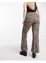 Noisy May Curve - Pantaloni a zampa con stampa leopardata-Multicolore