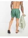 ASOS DESIGN - Pantaloncini da bagno corti a righe verdi-Multicolore
