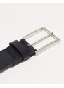 ASOS DESIGN - Cintura elegante in pelle sintetica nera con fibbia argentata-Nero