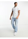 Hollister - Icon - Camicia a maniche corte blu a righe con logo e tasca