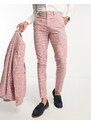 ASOS DESIGN - Pantaloni da abito skinny in misto lino rosa a quadretti