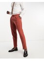 Harry Brown Wedding - Pantaloni cropped slim in misto lana color ruggine con vita elasticizzata