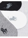 Polo Ralph Lauren - Confezione da 3 paia di fantasmini bianchi, grigi e neri con logo del pony-Blu