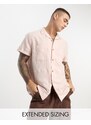 ASOS DESIGN - Camicia comoda in lino rosa con tasche doppie