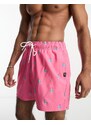 Hollister - Pantaloncini da bagno da 5 pollici rosa con stampa