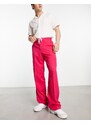 ASOS DESIGN - Pantaloni eleganti a fondo ampio rosa con coulisse