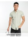 ASOS DESIGN - Camicia Oxford slim elasticizzata verde salvia a righe