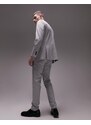 Topman - Pantaloni da abito skinny grigi con motivo a spina di pesce-Grigio