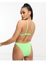 Speedo - Top bikini verde con scollo rotondo e spalline multiple