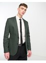 ASOS DESIGN Wedding - Blazer skinny in cotone verde bosco-Neutro