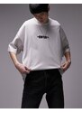 Topman - T-shirt super oversize grigio chiaro con ricamo "Known"