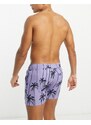 New Look - Pantaloncini da bagno viola con stampa di palme