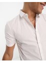 New look - Camicia a maniche corte bianca in popeline-Bianco