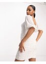 Maya - Vestito corto da sposa color avorio decorato con scollo a cuore-Bianco