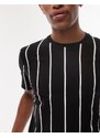 Topman - T-shirt vestibilità classica nera a righe verticali-Black
