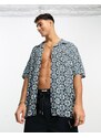 Lee - Resort - Camicia a maniche corte ampia nera con stampa geometrica-Black