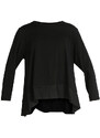 158c T-shirt Donna Oversize In Cotone Manica Lunga Nero Taglia Unica