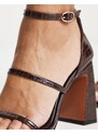 ASOS DESIGN - Nonda - Sandali con tacco ampio color cioccolato-Brown