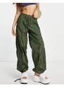 Motel - Pantaloni ampi stile paracadutista kaki-Verde