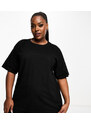 ASOS Curve ASOS DESIGN Curve - Mix & Match - T-shirt del pigiama oversize nera in cotone-Nero
