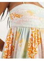 ASOS DESIGN - Vestito babydoll corto in cotone a fiori con bustino a pieghe-Multicolore