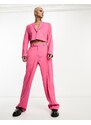 ASOS DESIGN - Pantaloni da abito rosa acceso a fondo ampio