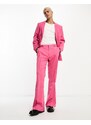 ASOS DESIGN - Pantaloni da abito a zampa rosa acceso