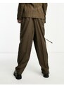 ASOS DESIGN - Pantaloni da abito a palloncino a righe tono su tono-Brown