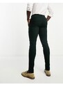 ASOS DESIGN - Pantaloni da abito skinny in misto lana verde a spina di pesce
