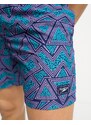 Speedo - Leisure - Pantaloncini da bagno blu con stampa triangoli da 16"-Multicolore