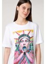 JIJIL T-shirt Bianca con Stampa Freedom