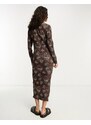 Urban Threads - Vestito grembiule midi plissé leopardato-Multicolore