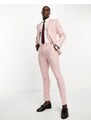 ASOS DESIGN - Pantaloni da abito super skinny in misto lino rosa a quadri pied de poule