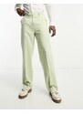 ASOS DESIGN - Pantaloni da abito a fondo ampio verde pallido
