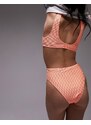 Topshop - Mix and Match - Slip bikini a vita alta color corallo a coste-Arancione