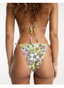 Reclaimed Vintage - Slip bikini a triangolo con stampa floreale rétro-Multicolore