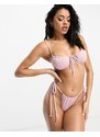 South Beach - Slip bikini rosa chiaro a righe glitterate