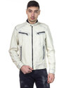 Leather Trend U06 - Giacca Uomo Bianco Tamponato in vera pelle