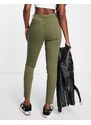 Miss Selfridge - Jeans skinny con fondo grezzo kaki-Verde