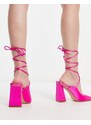 RAID - Rishita - Scarpe in raso rosa vivo allacciate alla caviglia con cut-out