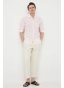 BOSS camicia di lino BOSS ORANGE colore rosa