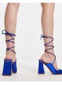 Raid - Rishita - Scarpe in raso blu con allacciatura alla caviglia e cut-out
