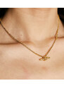 Orelia - Collana con catenina e barretta sottile annodata placcata oro