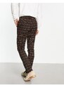 ASOS DESIGN - Pantaloni eleganti skinny in misto lana marrone cioccolato a quadri larghi