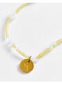 SUI AVA - Bracciale da festival giallo con perline e charm a forma di margherita