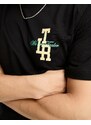 Tealer - T-shirt nera con monogramma-Black
