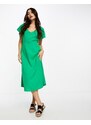 Vero Moda - Vestito midi verde in misto lino con maniche con volant