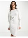 French Connection - Vestito midi in maglia bianco con maniche voluminose