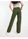 New Look - Pantaloni slim cargo kaki-Verde